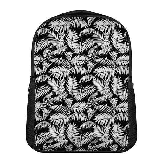 Black And White Palm Leaves Print Casual Backpack