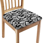 Black And White Palm Leaves Print Chair Cushion Cover
