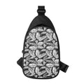 Black And White Palm Leaves Print Sling Bag