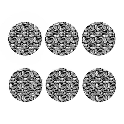 Black And White Palm Leaves Print Coaster Set