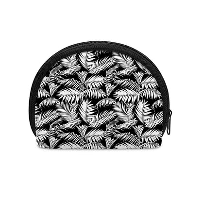 Black And White Palm Leaves Print Coin Purse