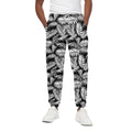 Black And White Palm Leaves Print Cotton Sweatpants