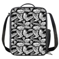 Black And White Palm Leaves Print Crossbody Lunch Bag