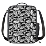 Black And White Palm Leaves Print Crossbody Lunch Bag