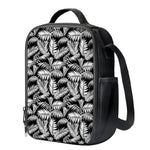 Black And White Palm Leaves Print Crossbody Lunch Bag