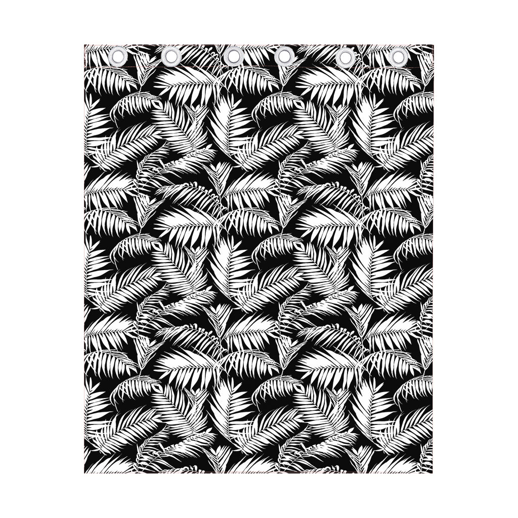 Black And White Palm Leaves Print Curtain