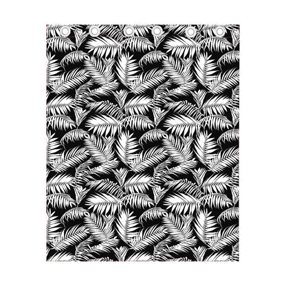 Black And White Palm Leaves Print Curtain