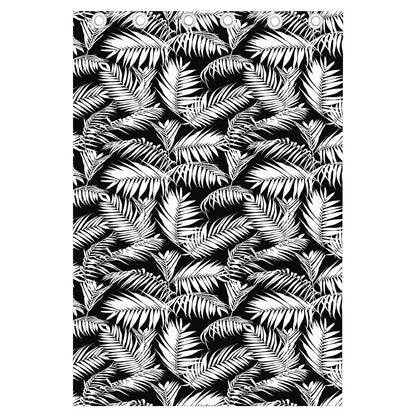 Black And White Palm Leaves Print Curtain