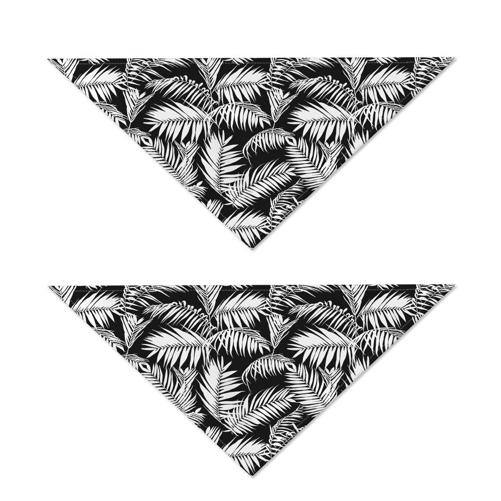 Black And White Palm Leaves Print Dog Bandana