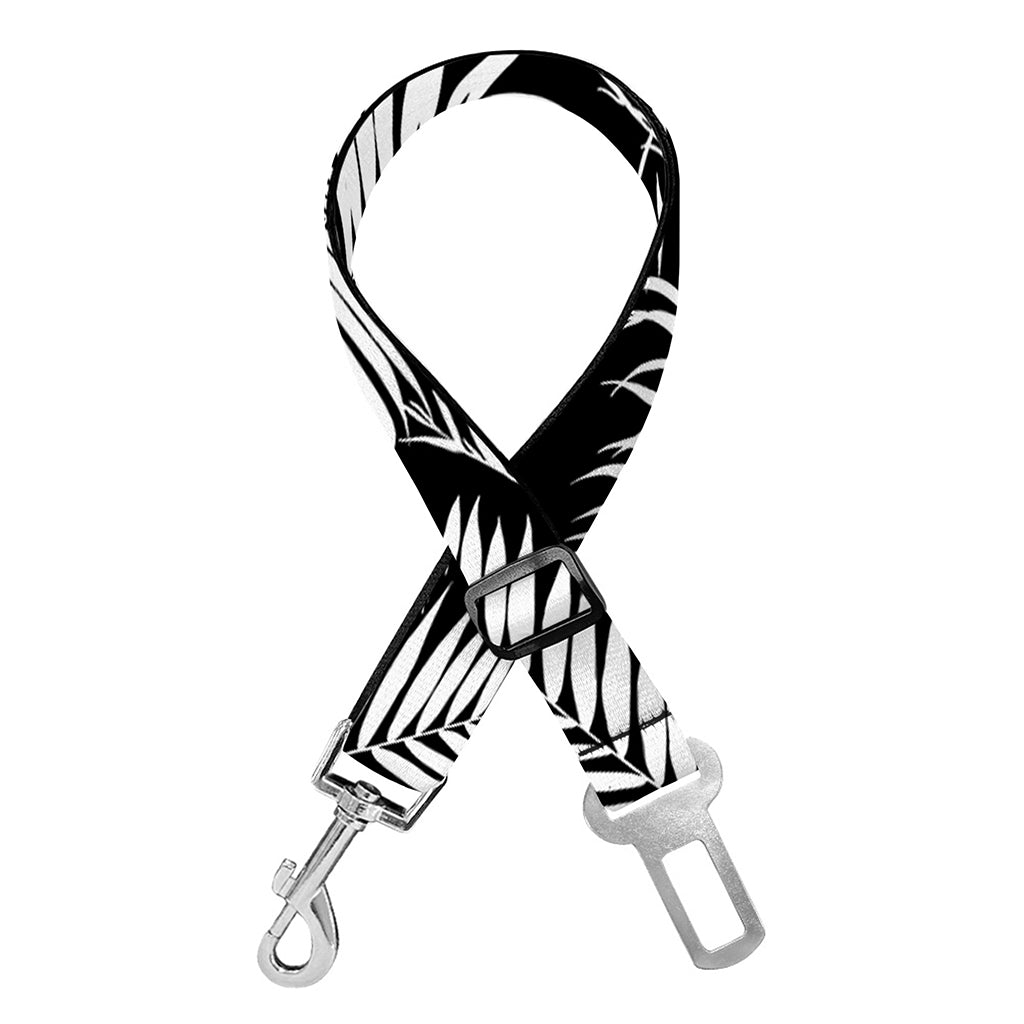Black And White Palm Leaves Print Dog Seat Belt