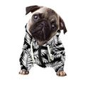 Black And White Palm Leaves Print Dog Zip Up Hoodie