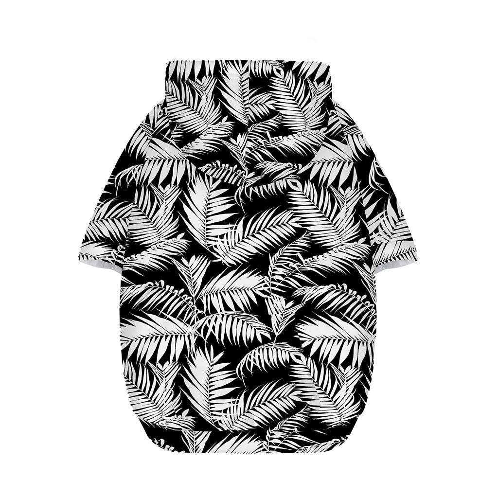Black And White Palm Leaves Print Dog Zip Up Hoodie
