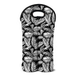 Black And White Palm Leaves Print Double Neoprene Wine Tote