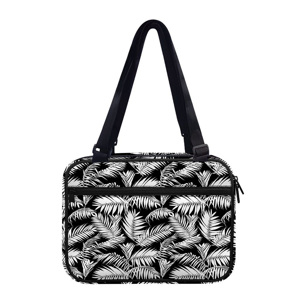 Black And White Palm Leaves Print Double Strap Bible Bag