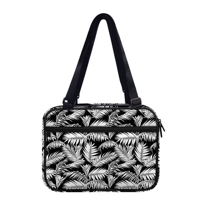 Black And White Palm Leaves Print Double Strap Bible Bag