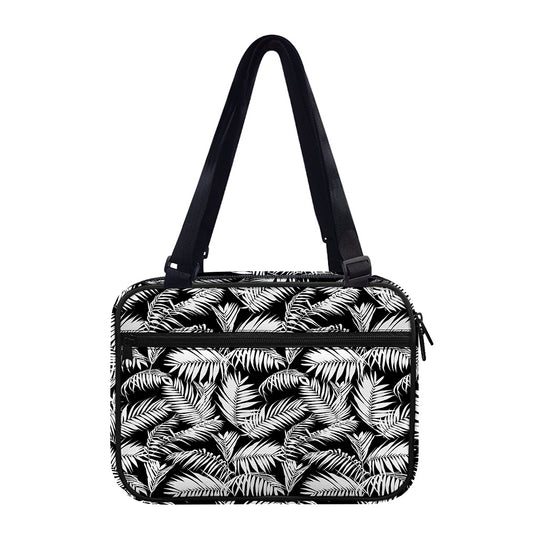 Black And White Palm Leaves Print Double Strap Bible Bag