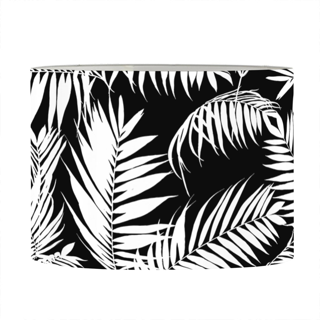 Black And White Palm Leaves Print Drum Lamp Shade