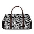Black And White Palm Leaves Print Duffel Bag