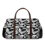 Black And White Palm Leaves Print Duffle Bag