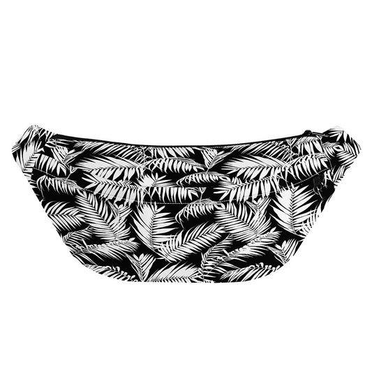 Black And White Palm Leaves Print Fanny Pack