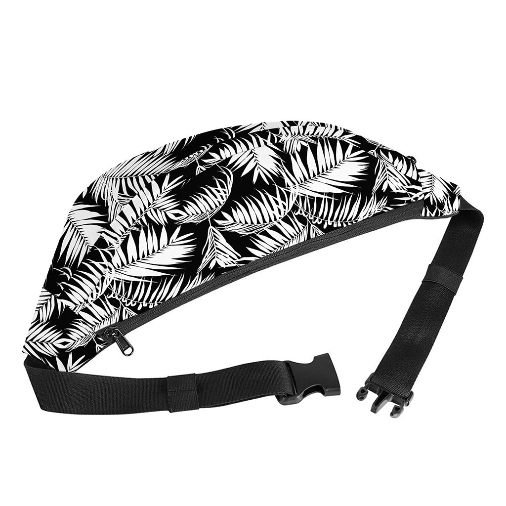 Black And White Palm Leaves Print Fanny Pack