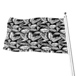 Black And White Palm Leaves Print Flag