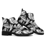 Black And White Palm Leaves Print Flat Ankle Boots