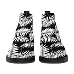 Black And White Palm Leaves Print Flat Ankle Boots