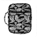 Black And White Palm Leaves Print Front Pocket Bible Bag