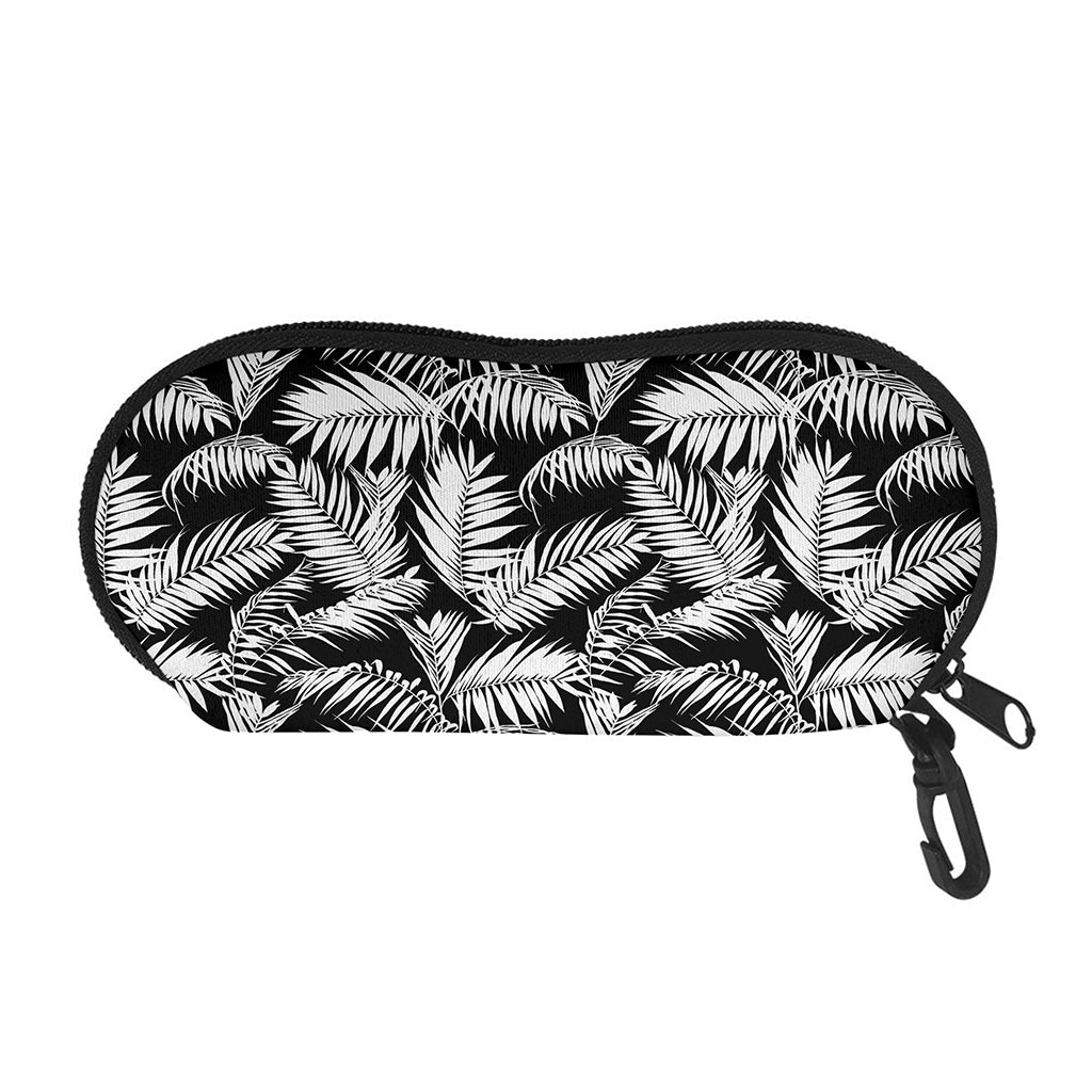 Black And White Palm Leaves Print Glasses Case