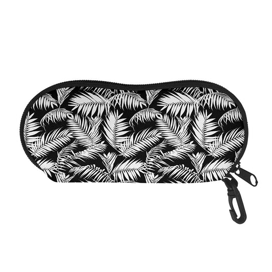 Black And White Palm Leaves Print Glasses Case