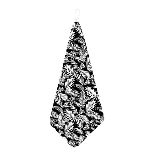 Black And White Palm Leaves Print Hand Towel