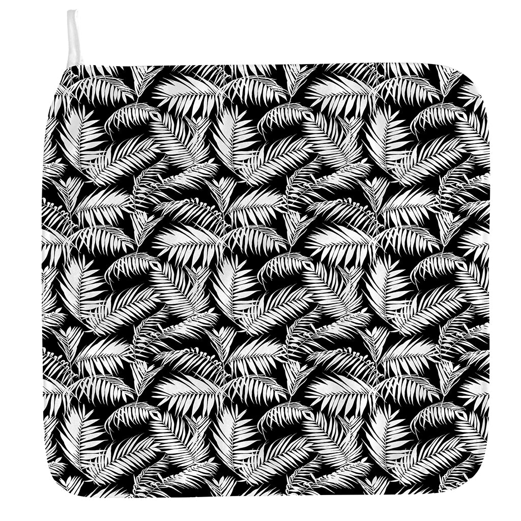 Black And White Palm Leaves Print Hand Towel