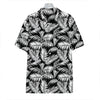 Black And White Palm Leaves Print Hawaiian Shirt