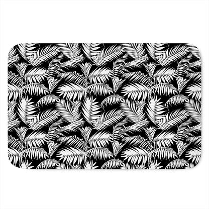 Black And White Palm Leaves Print Indoor Door Mat