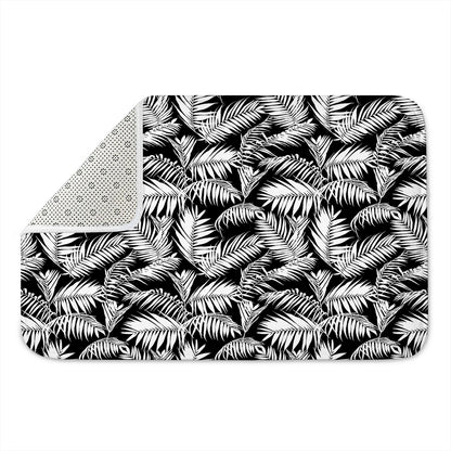 Black And White Palm Leaves Print Indoor Door Mat