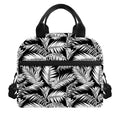 Black And White Palm Leaves Print Insulated Lunch Bag