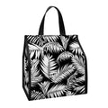Black And White Palm Leaves Print Insulated Lunch Tote
