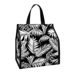Black And White Palm Leaves Print Insulated Lunch Tote