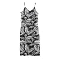 Black And White Palm Leaves Print Jersey Midi Cami Dress