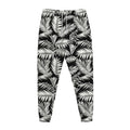 Black And White Palm Leaves Print Jogger Pants