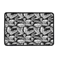 Black And White Palm Leaves Print Kitchen Mat