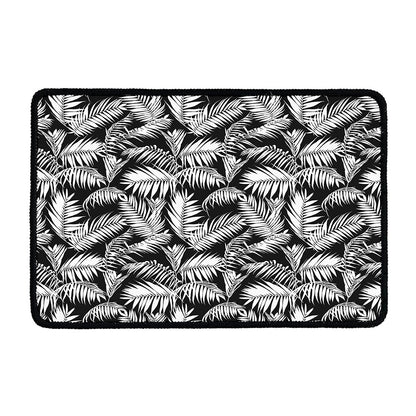 Black And White Palm Leaves Print Kitchen Mat