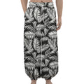 Black And White Palm Leaves Print Lantern Pants