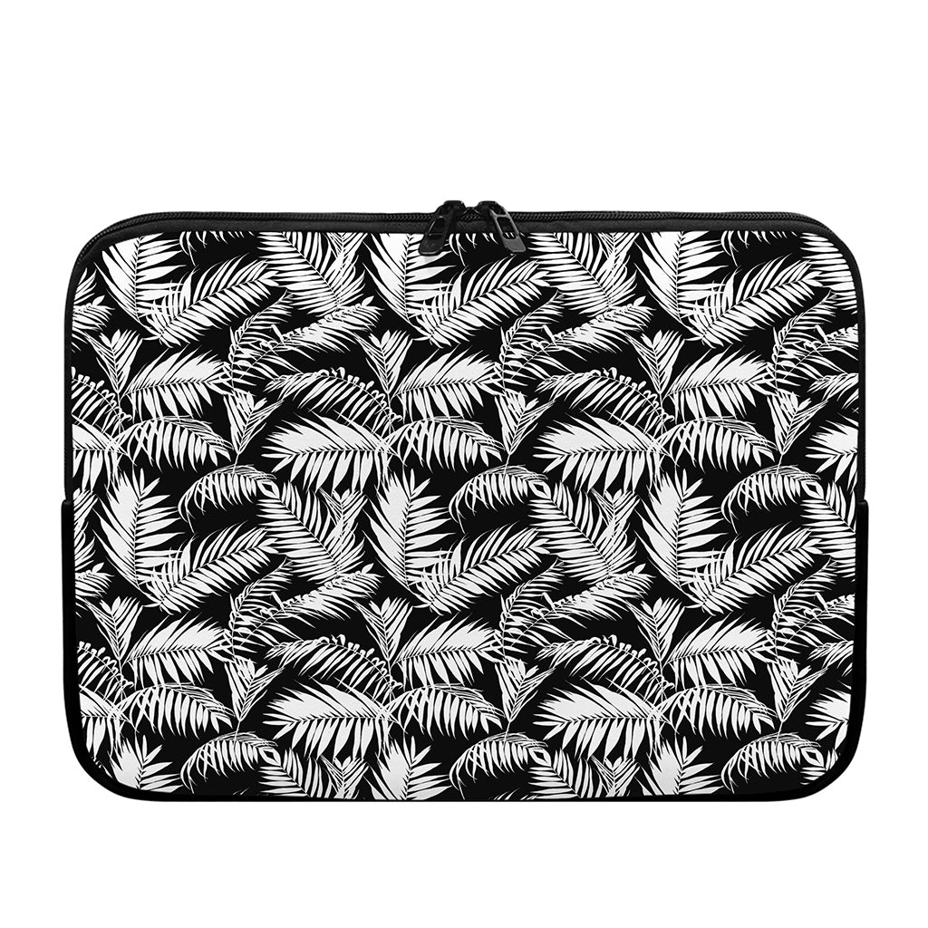 Black And White Palm Leaves Print Laptop Sleeve