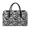 Black And White Palm Leaves Print Leather Duffel Bag