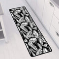 Black And White Palm Leaves Print Long Kitchen Mat