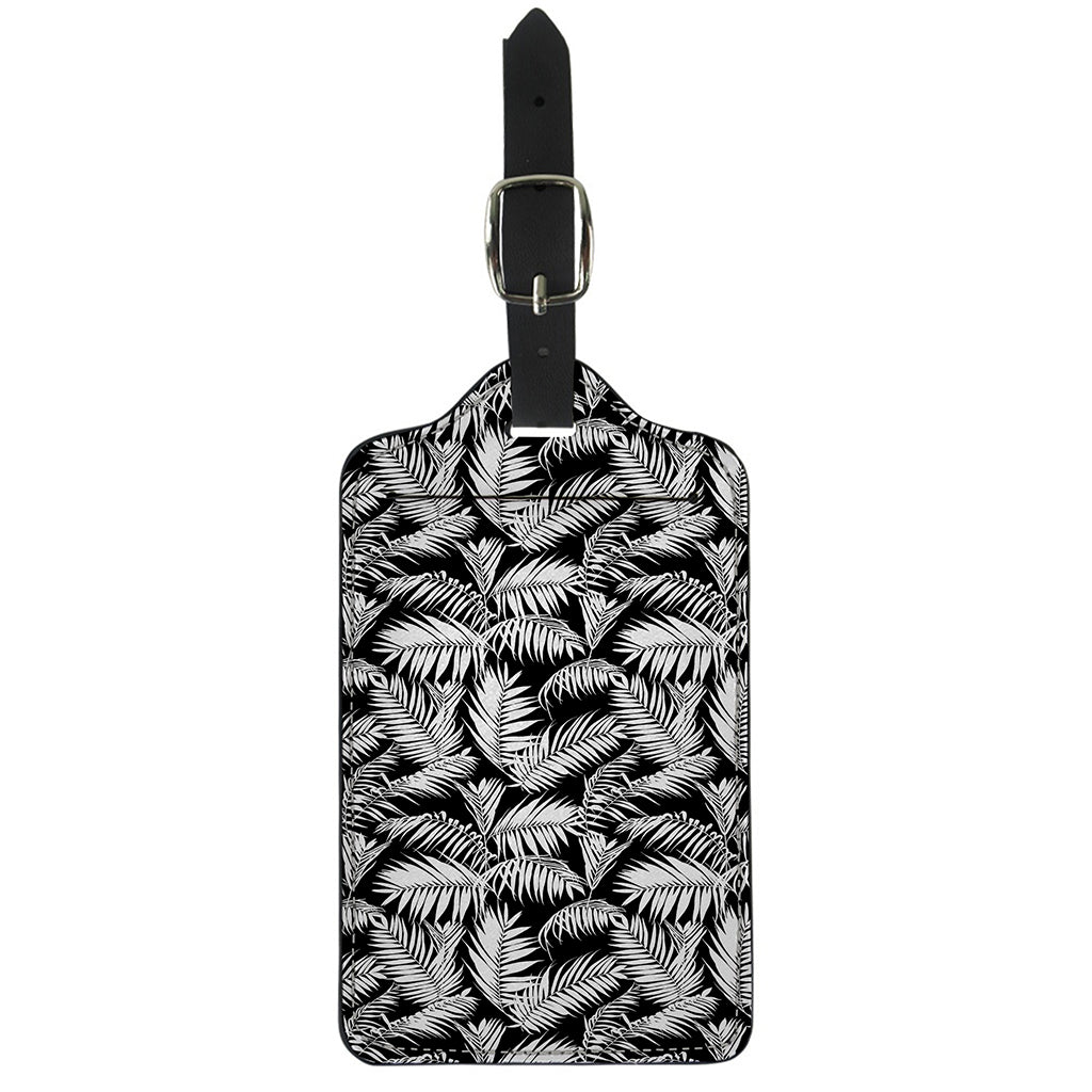 Black And White Palm Leaves Print Luggage Tag