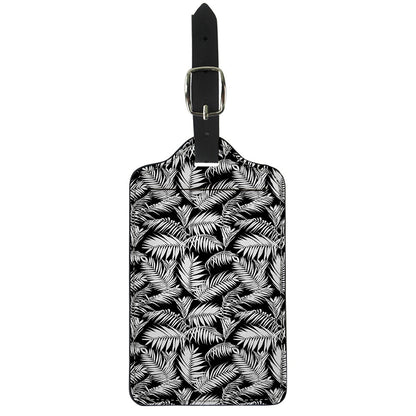 Black And White Palm Leaves Print Luggage Tag