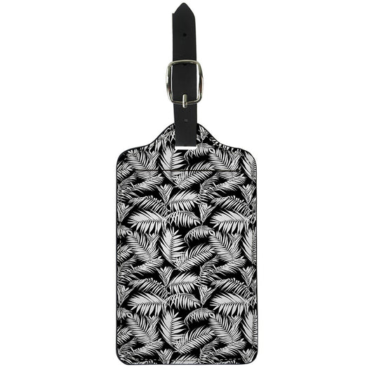 Black And White Palm Leaves Print Luggage Tag